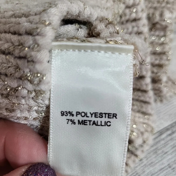 Rachel Zoe Sleeveless KnitSweater M Tan Oatmeal Crop Gold Threading‎ NWT - Picture 7 of 9